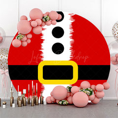 Lofaris Christmas Red Santa Claus Black Belt Round Backdrop