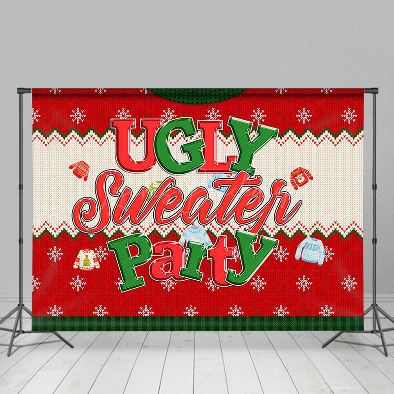 Lofaris Christmas Red Snowflake Ugly Sweater Party Backdrop