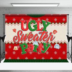 Lofaris Christmas Red Snowflake Ugly Sweater Party Backdrop