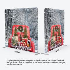 Lofaris Christmas Red Truck Snowy Tension Fabric Backdrop