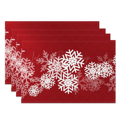 Lofaris Christmas Red White Snowflake Set Of 4 Placemats