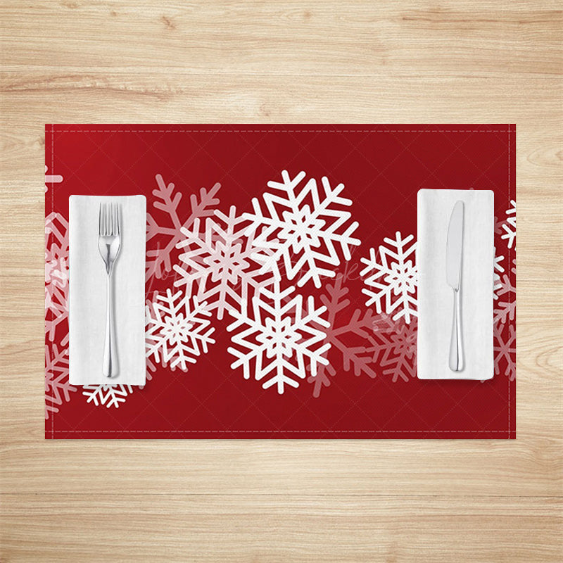 Lofaris Christmas Red White Snowflake Set Of 4 Placemats