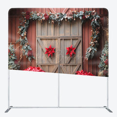 Lofaris Christmas Red Wood Door Event Photo Booth Backdrop