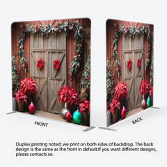 Lofaris Christmas Red Wood Door Event Photo Booth Backdrop