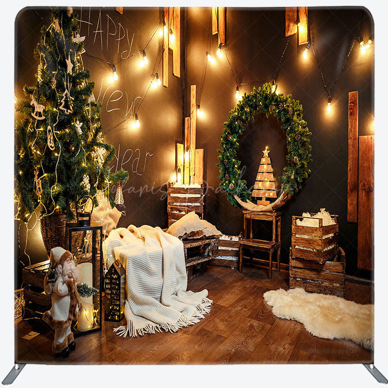 Lofaris Christmas Room Party Square Tension Fabric Backdrop