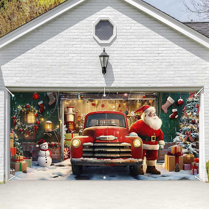 Lofaris Christmas Santa Retro Factory Garage Door Banner