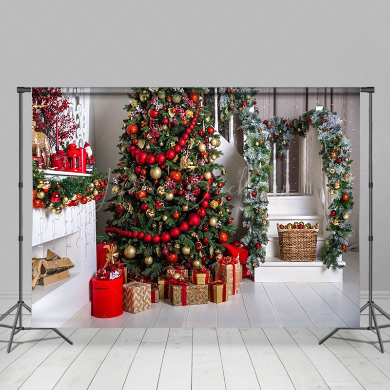 Lofaris Christmas Scene Decorated Fireplace Festive Backdrop