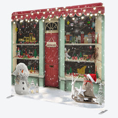 Lofaris Christmas Shop Glitter Snowman Square Arch Backdrop