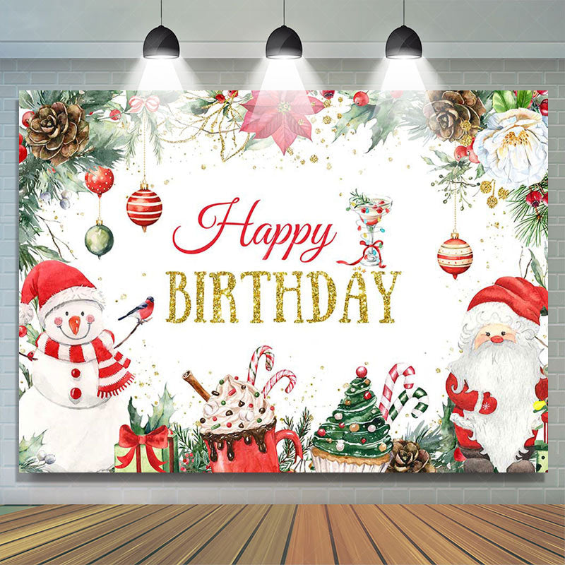 Lofaris Christmas Snowman Desserts Happy Birthday Backdrop