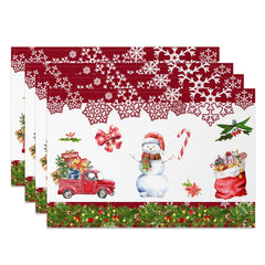 Lofaris Christmas Snowman Truck Gifts Set Of 4 Placemats