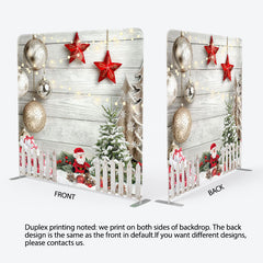 Lofaris Christmas Snowy Garden Fence Wood Backdrop