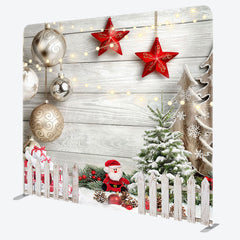 Lofaris Christmas Snowy Garden Fence Wood Backdrop