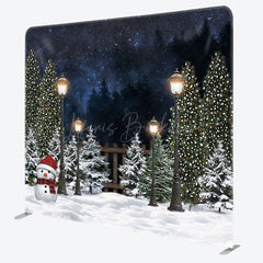 Lofaris Christmas Snowy Night Double-Sided Square Backdrop