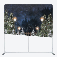 Lofaris Christmas Snowy Night Double-Sided Square Backdrop