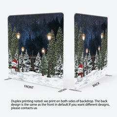 Lofaris Christmas Snowy Night Double-Sided Square Backdrop