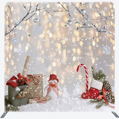 Lofaris Christmas Snowy Snowman Bokeh Tension Fabric Backdrop