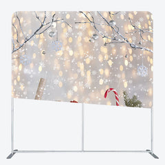 Lofaris Christmas Snowy Snowman Bokeh Tension Fabric Backdrop