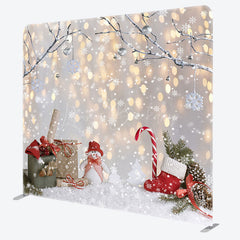 Lofaris Christmas Snowy Snowman Bokeh Tension Fabric Backdrop