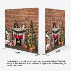 Lofaris Christmas Sock Fireplace Bricks Pillow Case Backdrop