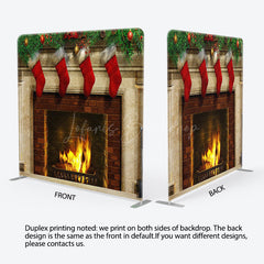 Lofaris Christmas Stocking Fireplace Tension Fabric Backdrop