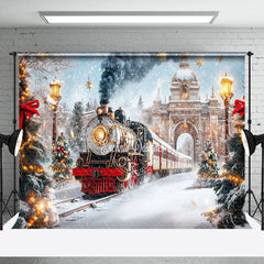 Lofaris Christmas Train Through Winter Wonderland Backdrop