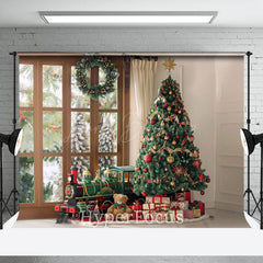 Lofaris Christmas Train Tree Gifts Warm Indoor Backdrop