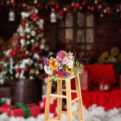 Lofaris Christmas Tree Chairs Log House Holiday Backdrop