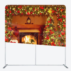 Lofaris Christmas Tree Fireplace Double-Sided Square Backdrop