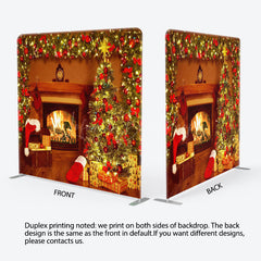 Lofaris Christmas Tree Fireplace Double-Sided Square Backdrop