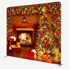 Lofaris Christmas Tree Fireplace Double-Sided Square Backdrop