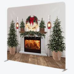 Lofaris Christmas Tree Fireplace Scene Pillow Case Backdrop