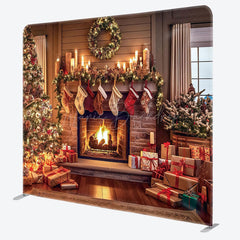 Lofaris Christmas Tree Fireplace Stocks Pillow Case Backdrop