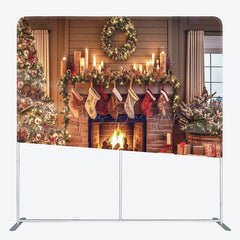 Lofaris Christmas Tree Fireplace Stocks Pillow Case Backdrop