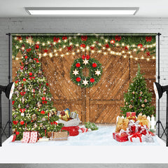 Lofaris Christmas Tree Gift Boxs Vintage Wood Xmas Backdrop