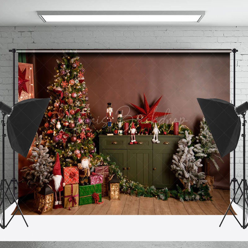 Lofaris Christmas Tree Gifts Retro Wall Photography Backdrop