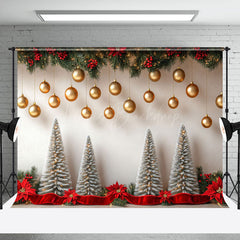 Lofaris Christmas Tree Gold Balls Xmas Photography Backdrop