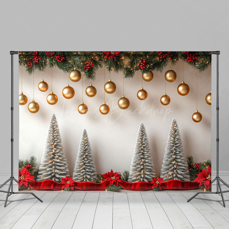 Lofaris Christmas Tree Gold Balls Xmas Photography Backdrop