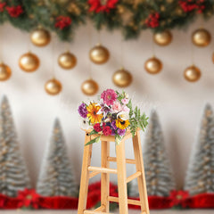 Lofaris Christmas Tree Gold Balls Xmas Photography Backdrop