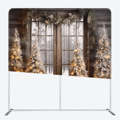 Lofaris Christmas Tree Indoor Square Tension Holiday Backdrop