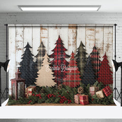 Lofaris Christmas Tree Red Green Wood Photography Backdrop