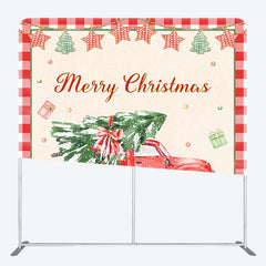 Lofaris Christmas Tree Red Truck Plaid Pillow Case Backdrop