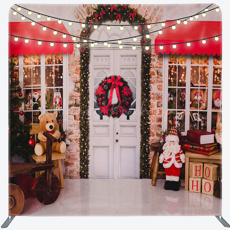 Lofaris Christmas Tree Santa Store Tension Fabric Backdrop