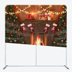 Lofaris Christmas Tree Warm Mantel Tension Fabric Backdrop