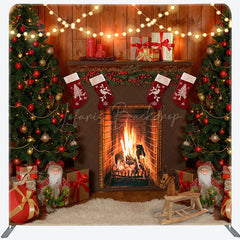 Lofaris Christmas Tree Warm Mantel Tension Fabric Backdrop