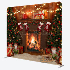 Lofaris Christmas Tree Warm Mantel Tension Fabric Backdrop