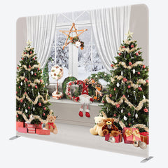 Lofaris Christmas Tree Window Gifts Tension Fabric Backdrop