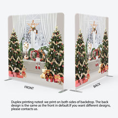 Lofaris Christmas Tree Window Gifts Tension Fabric Backdrop