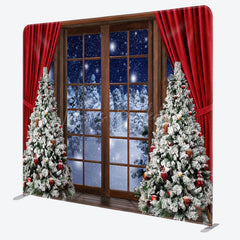 Lofaris Christmas Tree Window Scene Pillow Cover Backdrop