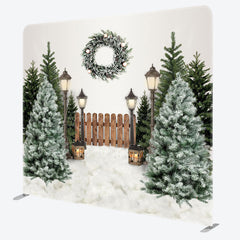 Lofaris Christmas Tree Winter Garden Tension Fabric Backdrop