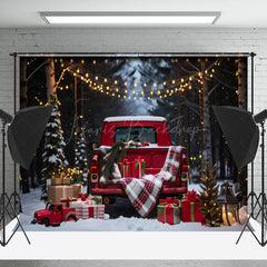 Lofaris Christmas Truck Wooden Door Holiday Cozy Backdrop